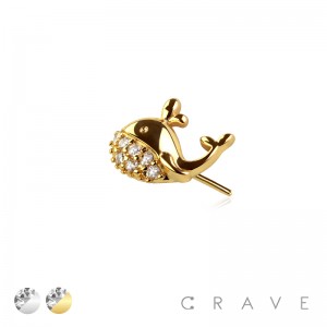 316L SURGICAL STEEL THREADLESS PUSH IN MULTI CZ WILLY WHALE TOP PART